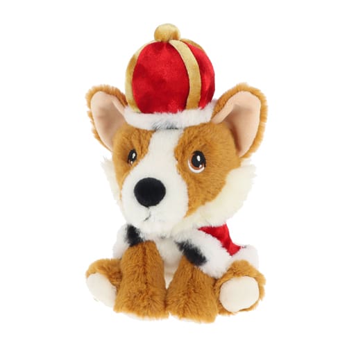 15cm Keeleco Sitting Corgi with Cape and Crown