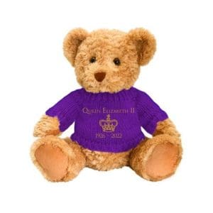 25cm Sherwood Bear with Queen Elizabeth II Commemoration Purple Jumper