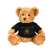 20cm Keeleco Dougie Bear with Queen Elizabeth II Commemoration Black Jumper