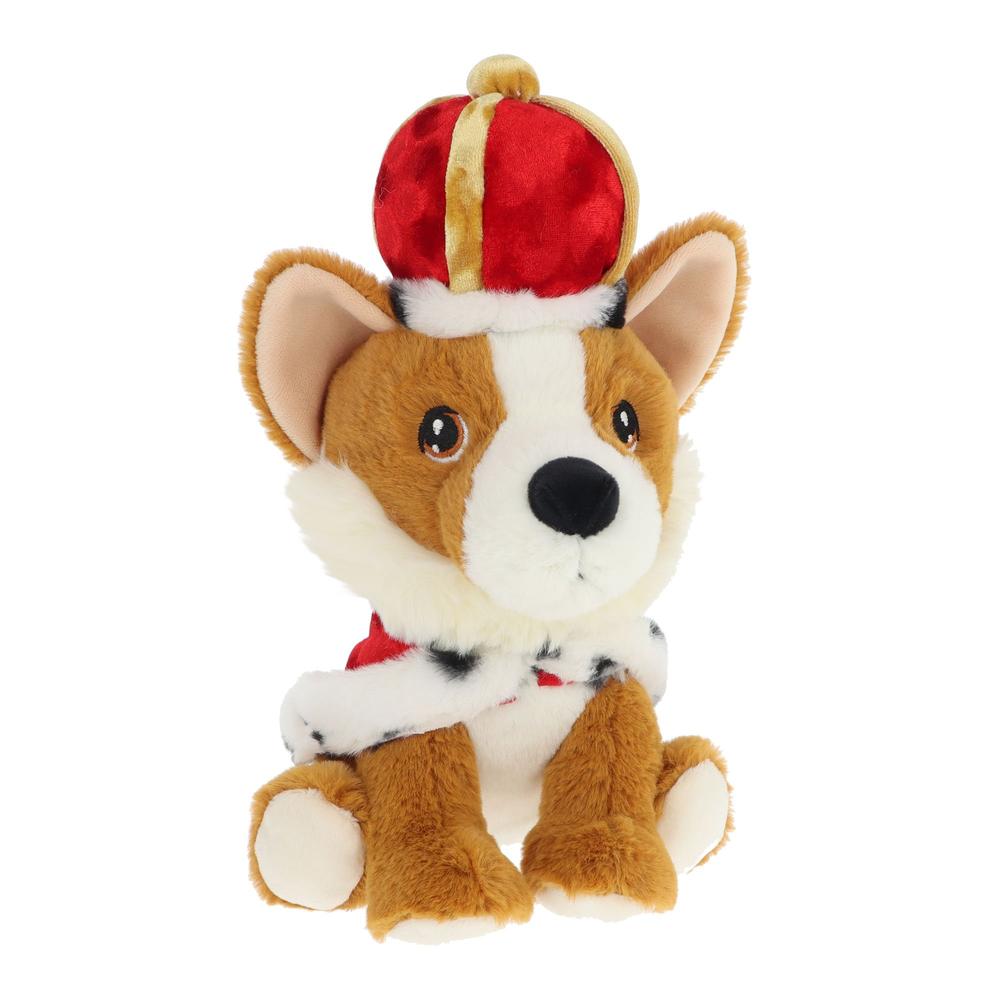 20cm Keeleco Sitting Corgi with Cape and Crown