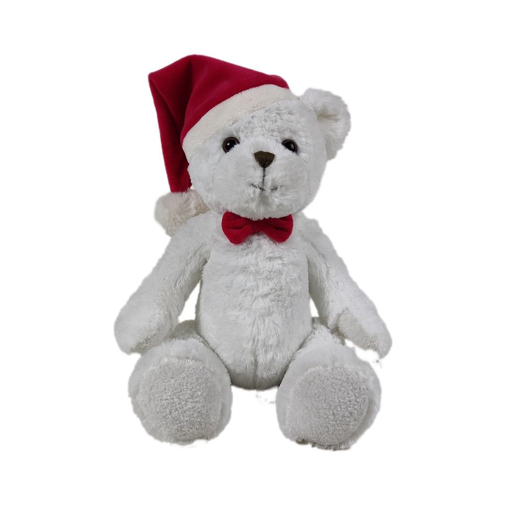 Large White Bear with Santa Hat