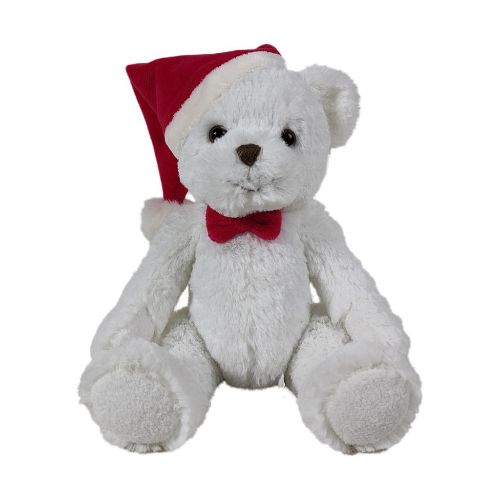 Medium White Bear with Santa Hat