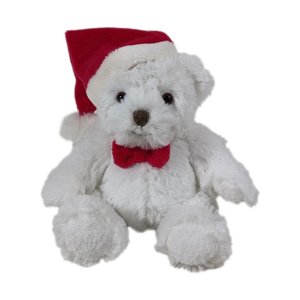 Small White Bear with Santa Hat