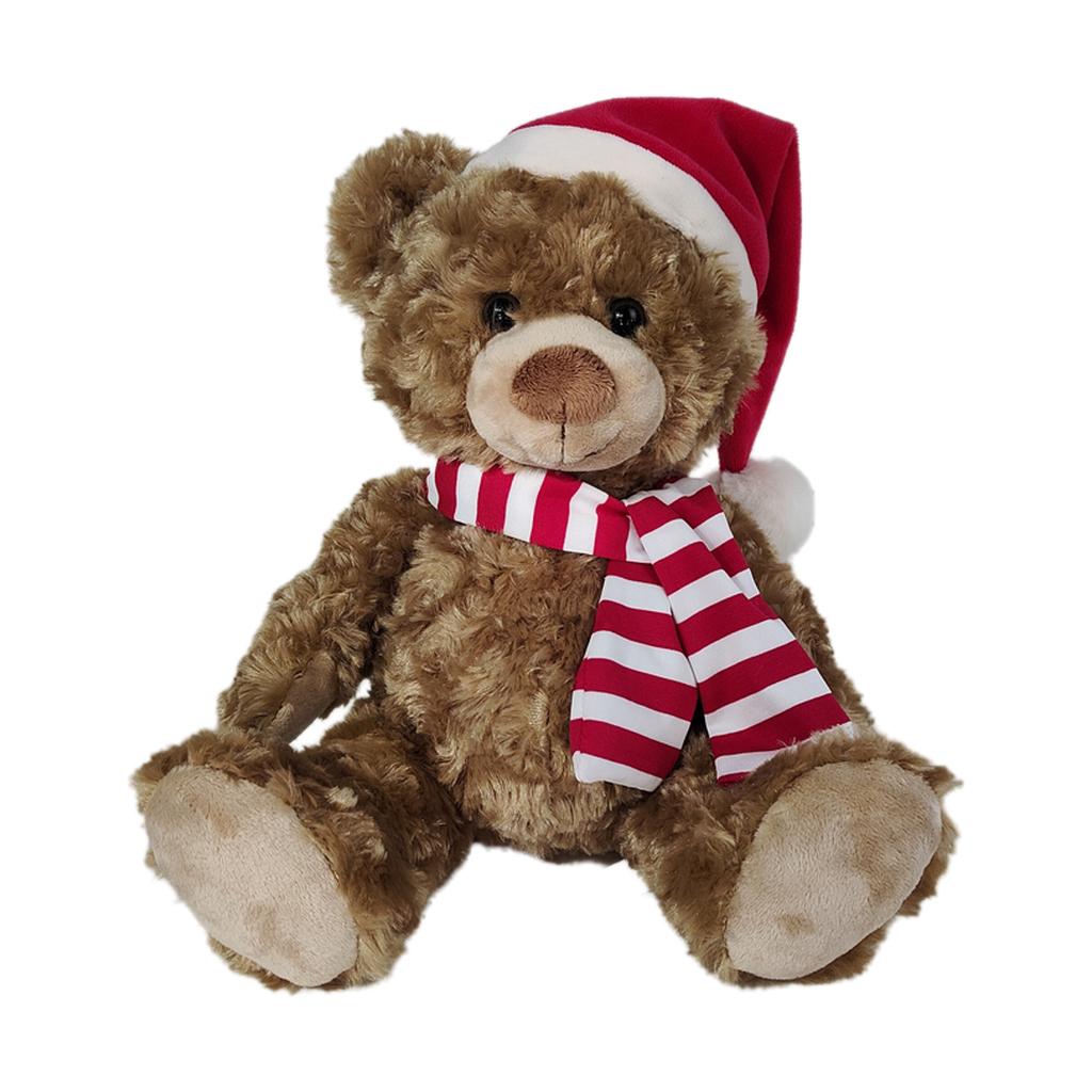 Brown Christmas Bear with Hat and Scarf