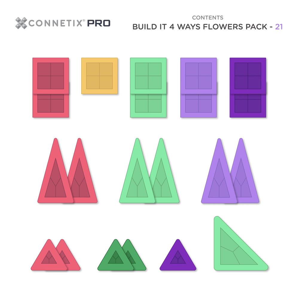 CONNETIX PRO Build It 4 Ways Flowers Pack - 21 Pieces