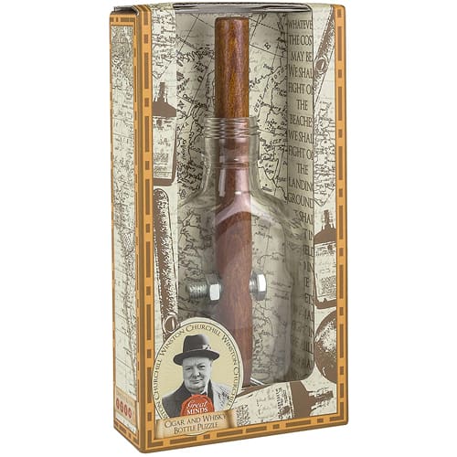 Churchil's Cigar and Whisky Bottle