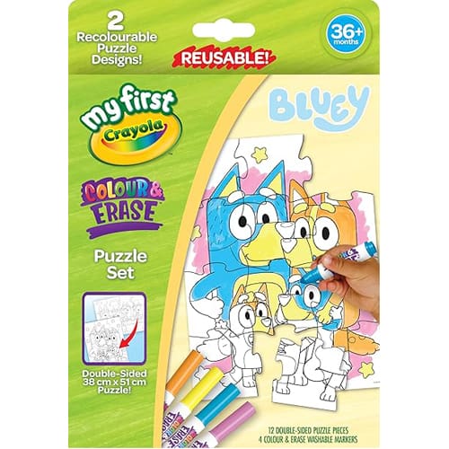 Crayola My First Colour Colour & Erase Puzzle Set - Bluey