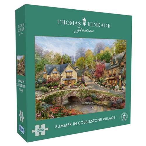 Gibsons - Thomas Kinkade - Summer in Cobblestone Village - 1000 Piece Jigsaw Puzzle