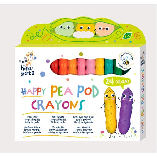 Haku Yoka Happy Pea Pod Crayons - 24 Colours