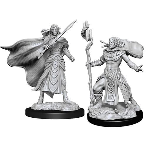 Magic the Gathering Unpainted Miniatures (Wave 14): Figure #7 - Elf Fighter and Cleric