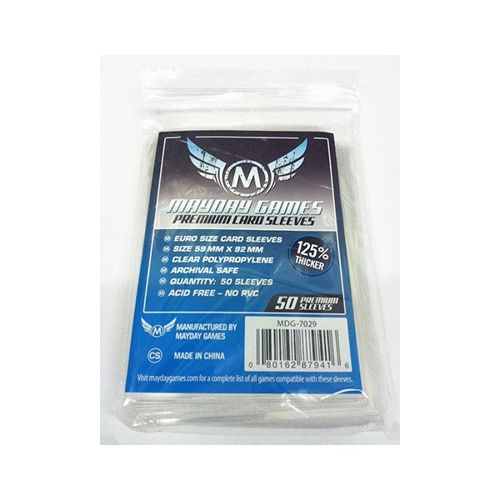 Mayday Premium 50x Clear Standard European Card Sleeves 59mm x 92mm