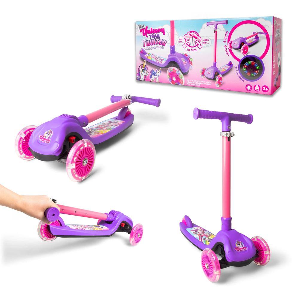 Ozbozz Unicorn Trail Twist Folding Light Up Scooter