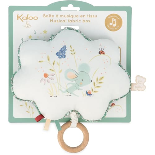 Petites Chansons - Musical Fabric Box - Green Mouse