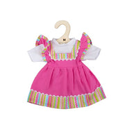 Pink Dress With Striped Trim - Medium