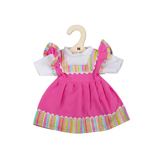 Pink Dress With Striped Trim - Medium