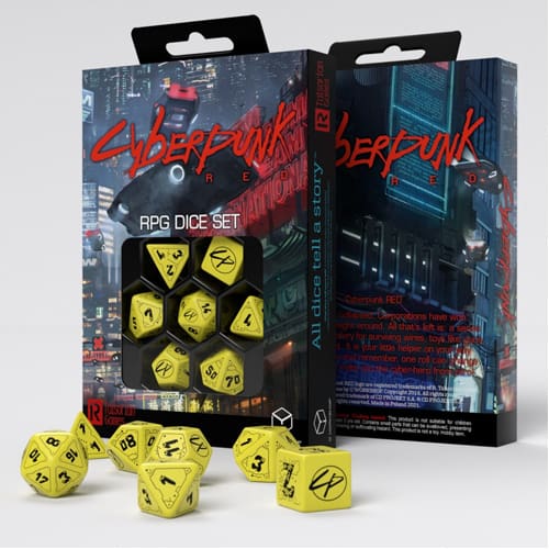 Q-Workshop Cyberpunk Red Dice Set Danger Zone (Poly 7 Set)