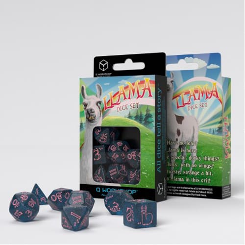 Q-Workshop Sparkling Llama Dice Set Blue & Pink