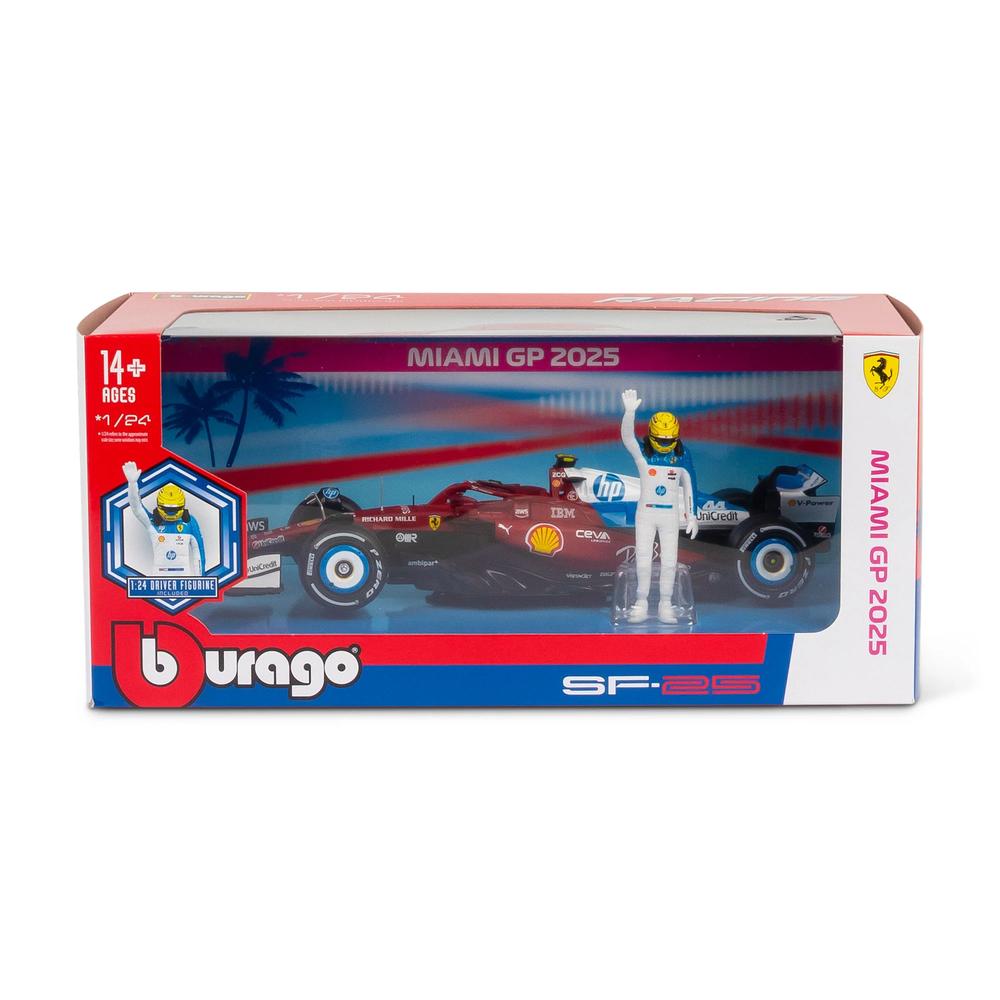 1:24 F1 Ferrari SF-25 2025 With Driver Figure Hamilton Miami GP