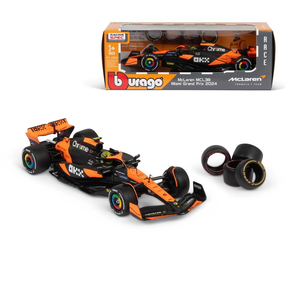 1:24 F1 Mclaren Toy Tyre Changing Racing Car (2024) Norris Playset_2
