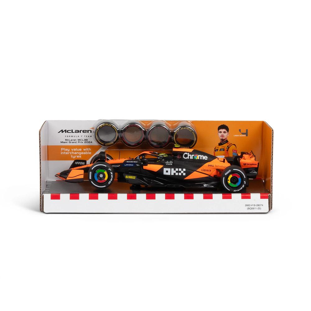 1:24 F1 Mclaren Toy Tyre Changing Racing Car (2024) Norris Playset_4