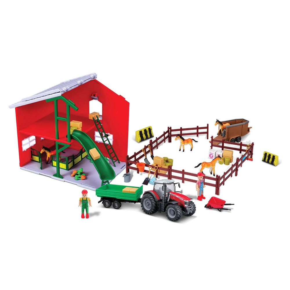 1:43 Farmland Playset Horse Stable Playset With Massey Fergusson Tractor_1