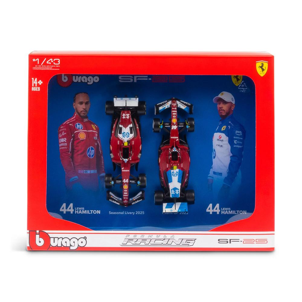 1:43 F1 Ferrari SF-25 2025 Hamilton Driver Two Pack