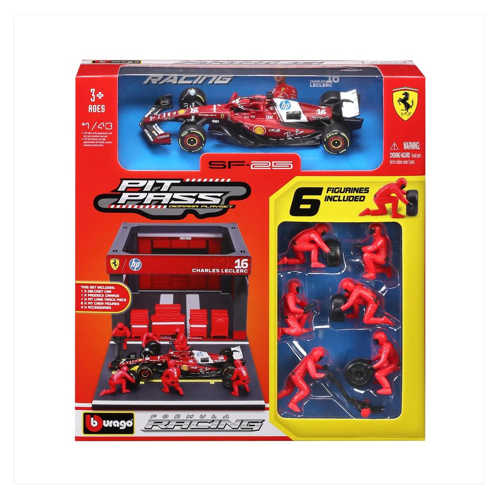 1:43 F1 Ferrari SF-25 2025 Pit Pass Diorama Leclerc