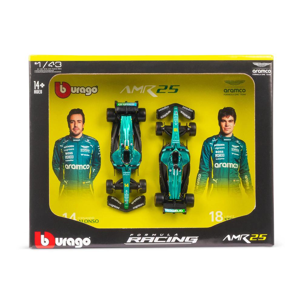 1:43 F1 Aston Martin AMR25 2025 Alonso & Stroll Team Two Pack