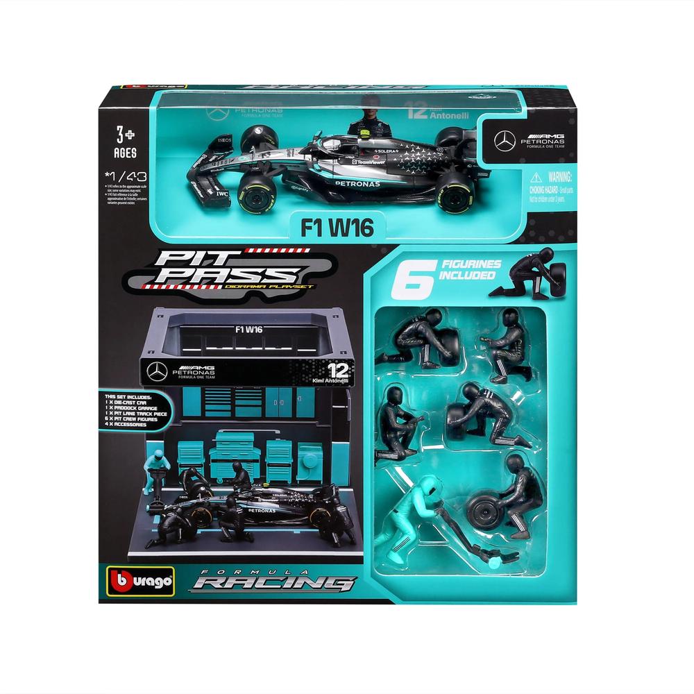 1:43 F1 Mercedes AMG W16 2025 Pit Pass Diorama Antonelli