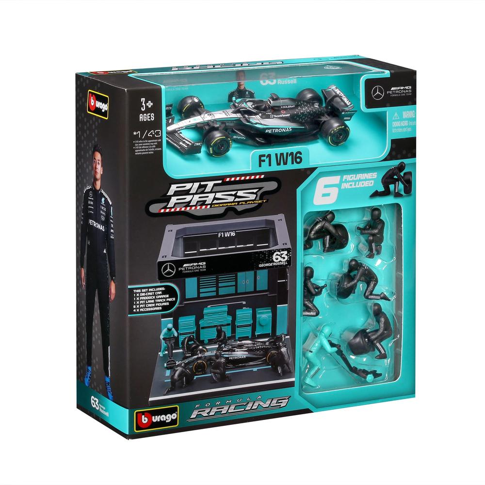 1:43 F1 Mercedes AMG W16 2025 Pit Pass Diorama Russell_5