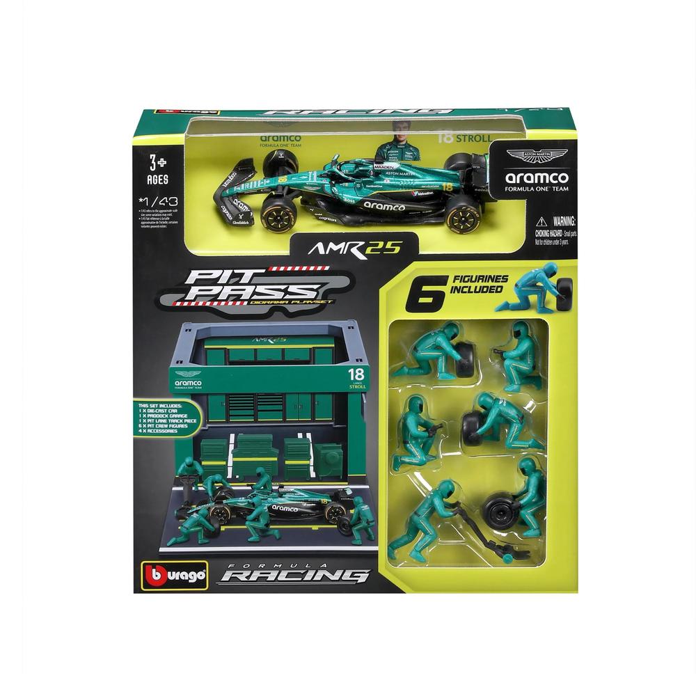 1:43 F1 Aston Martin AMR25 2025 Pit Pass Diorama Stroll