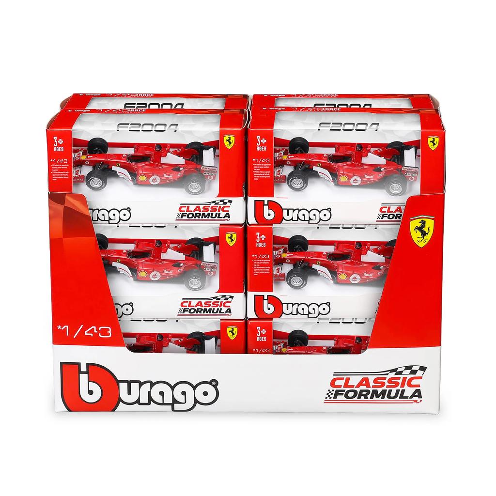 Bburago 1:43 F1 Ferrari F2004 Michael Schumacher 12 Piece Dispenser