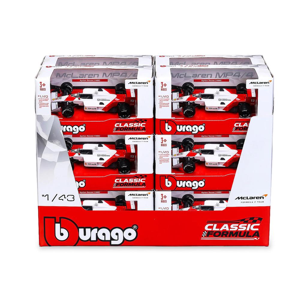 Bburago 1:43 F1 McLaren MP4/4 1988 Ayrton Senna 12 Piece Dispenser
