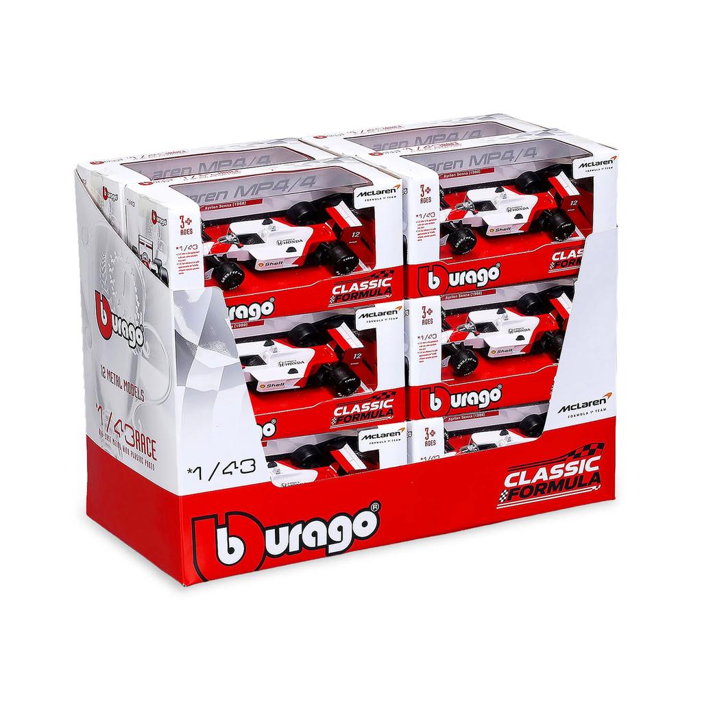 Bburago 1:43 F1 McLaren MP4/4 1988 Ayrton Senna 12 Piece Dispenser