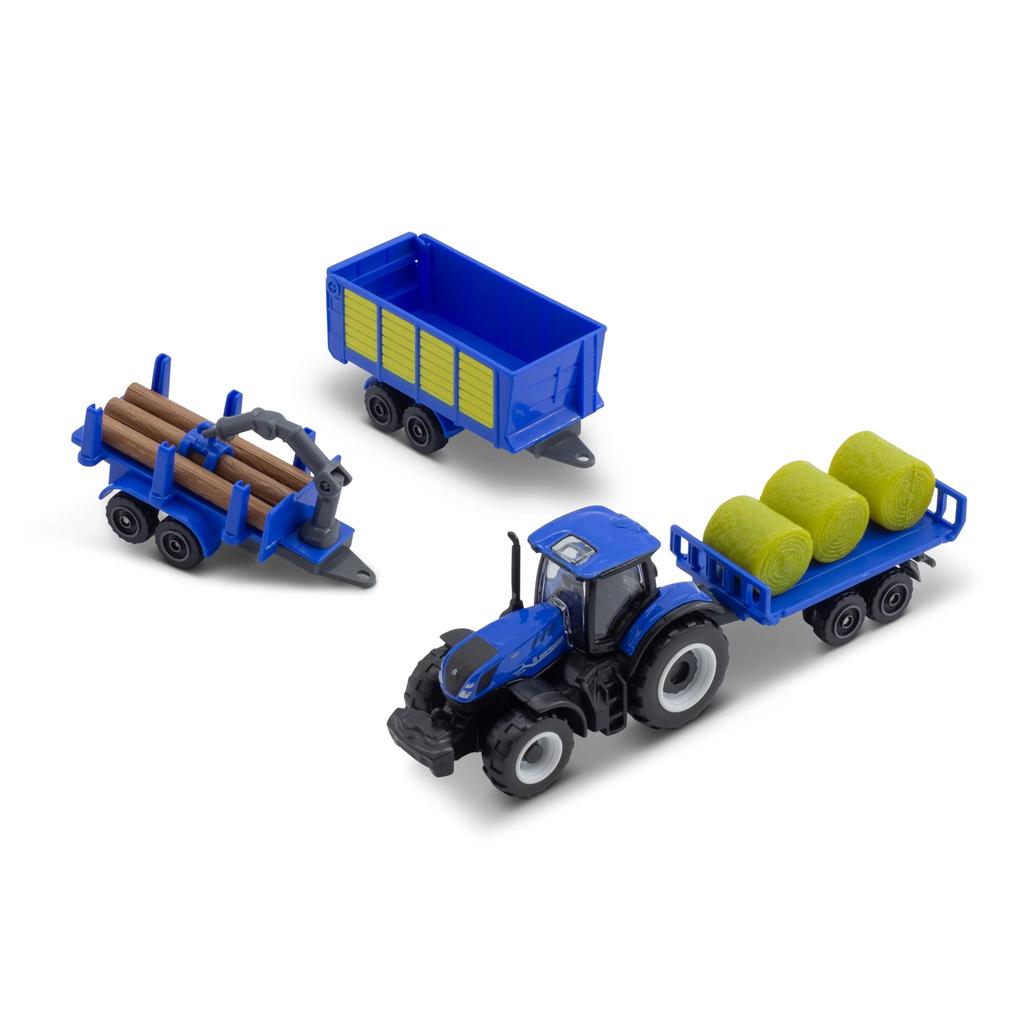 Maisto Mini Work Machines 4 Pack New Holland Tractor and Trailers