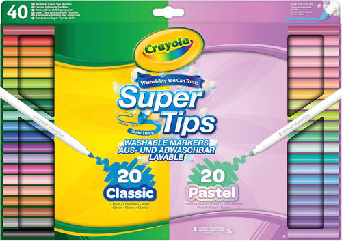 Crayola 40 Supertips, 20 Classic, 20 Pastel