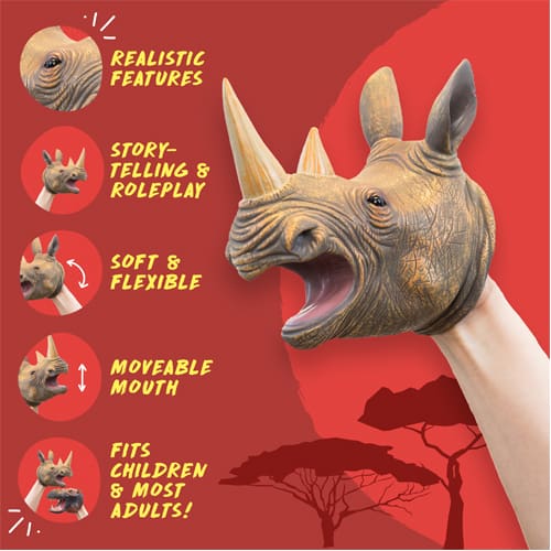 Wild Thingz Hand Puppet - Rhino