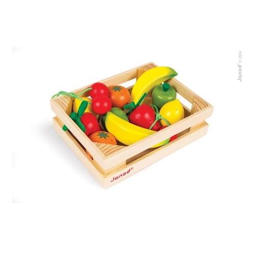 Wooden Fruit Crate with 12 Fruits for 4 yrs+