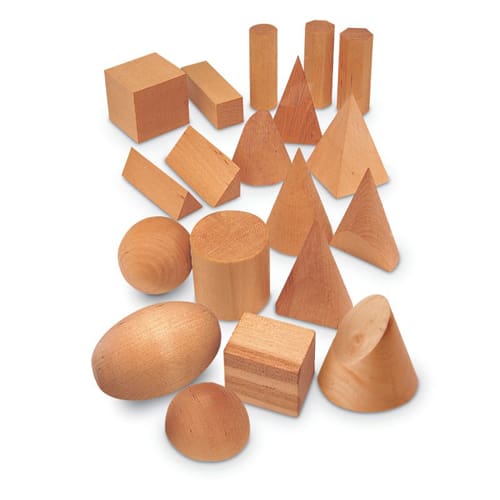 Wooden Geometric Solids (Set of 19)