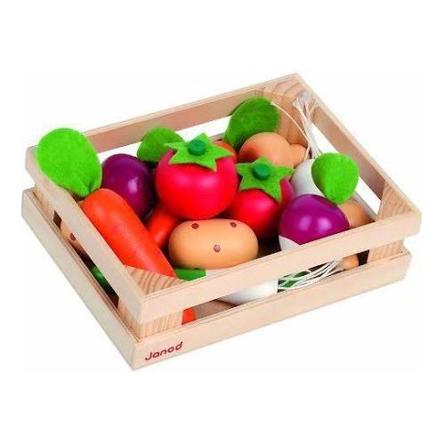 Wooden Vegetable Crate with 12 Vegetables for 4 yrs+