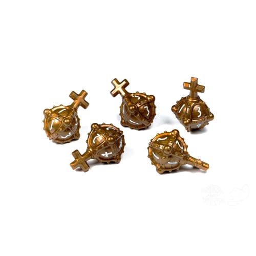 PolyHero Dice: Cleric 5d4 Hallowed Hand Grenades Merciful Gold and White