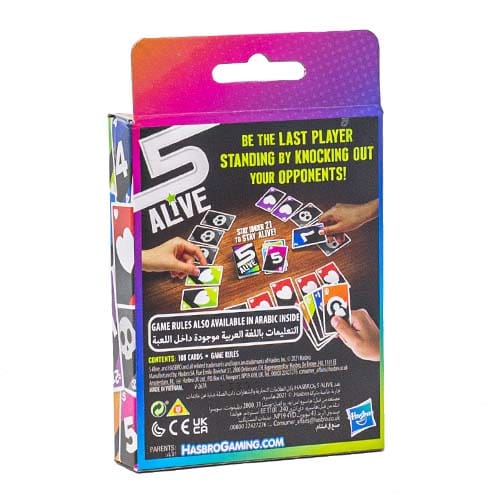 Hasbro Five Alive Card Game Back