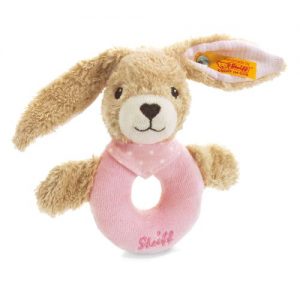 Hoppel Rabbit Grip Toy With Rattle, Pink