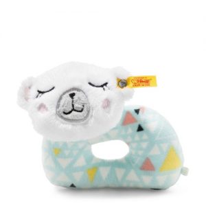Iggy Polar Bear Grip Toy With Rattle, White/Multicoloured