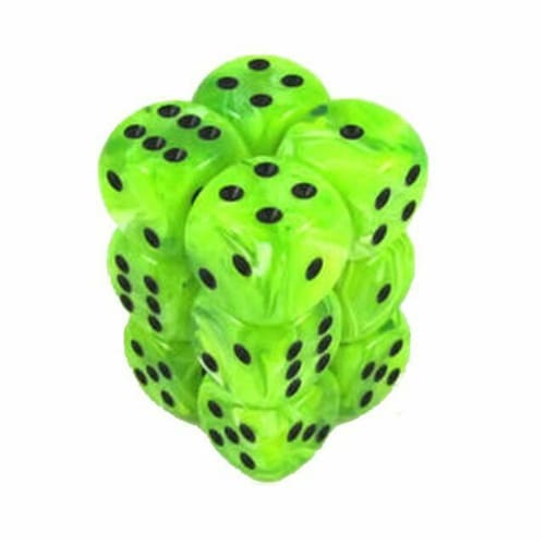 *A Grade* 16mm D6 Dice Block: Vortex Bright Green/black *A Grade* 16mm D6 Dice Block: Vortex Bright Green/black