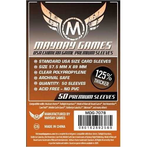 *B Grade* Mayday Premium 50 Clear USA Chimera Card Sleeves 57.5 x 89mm *B Grade* Mayday Premium 50 Clear USA Chimera Card Sleeves 57.5 x 89mm