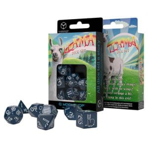 Q-Workshop Shimmering Llama Dice Set Blue & White