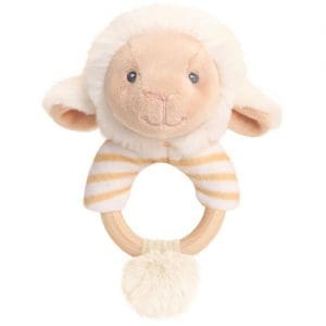 14cm Keeleco Lullaby Lamb Ring Rattle