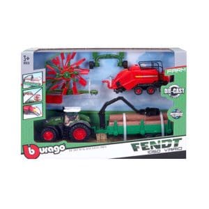10 Cm Fendt Farm Tractor With 3 Trailers