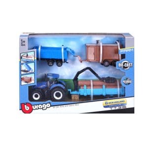 10 Cm New Holland Farm Tractor With 3 Trailers